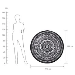 In- & Outdoor-Teppich Ø118cm COLOUR CLASH In Schwarz-Weiß -Butlers butlers in and outdoor teppich o118cm colour clash in schwarz weiss 2