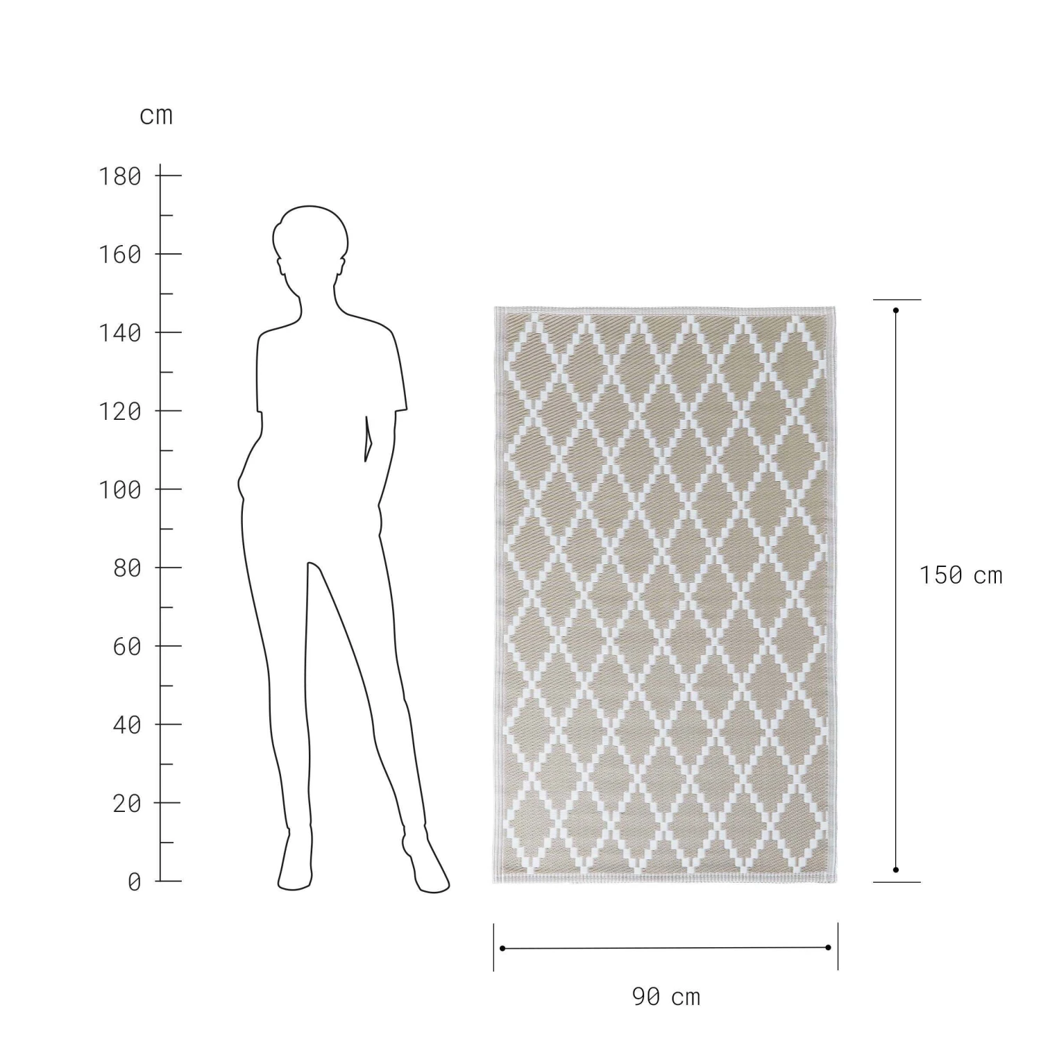 In- & Outdoor-Teppich Rauten L 150 X B 90cm COLOUR CLASH In Natur 6 In- & Outdoor-Teppich Rauten L 150 X B 90cm COLOUR CLASH In Natur – Bild 4