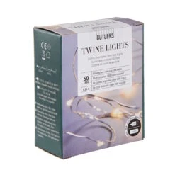 LED Lichterkette 50 Lichter Mit USB-Batteriefach TWINE LIGHTS In Transparent -Butlers butlers led lichterkette 50 lichter mit usb batteriefach twine lights in transparent 2