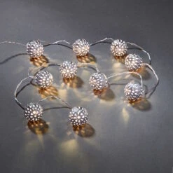 Butlers -Butlers butlers led lichterkette metallball 10 lichter mit usb batteriefach oriental lights in silber 1