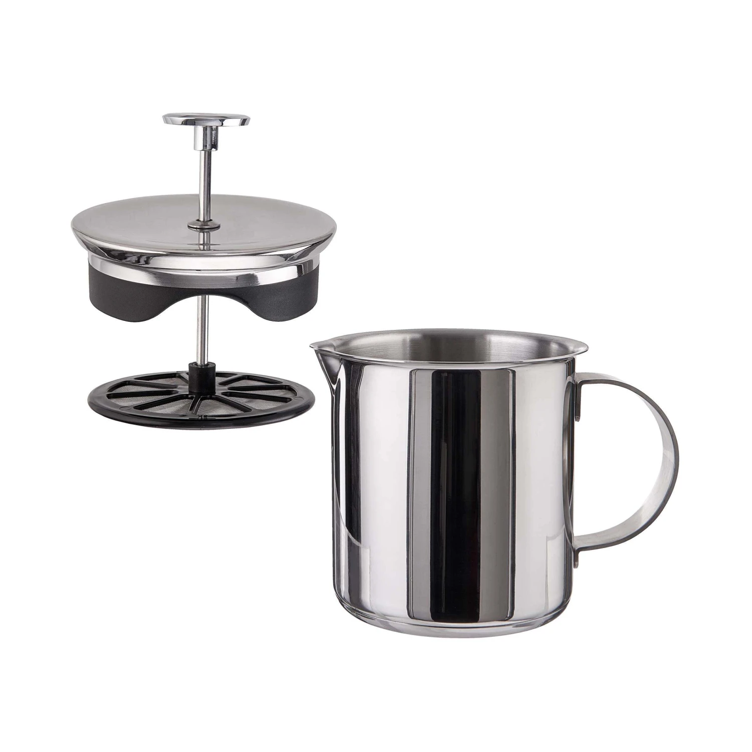 Manueller Milchaufschäumer 400ml MILK MASTER In Silber 4 Manueller Milchaufschäumer 400ml MILK MASTER In Silber – Bild 2