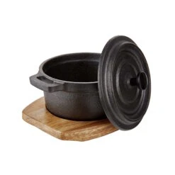 Mini-Serviertopf Mit Holzuntersetzer L 14 X B 11cm HOT IRON In Schwarz -Butlers butlers mini serviertopf mit holzuntersetzer l 14 x b 11cm hot iron in schwarz 4