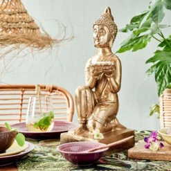 Statue Mit Kerzenteller Höhe 44cm BALI In Gold -Butlers butlers statue mit kerzenteller hohe 44cm bali in gold 1
