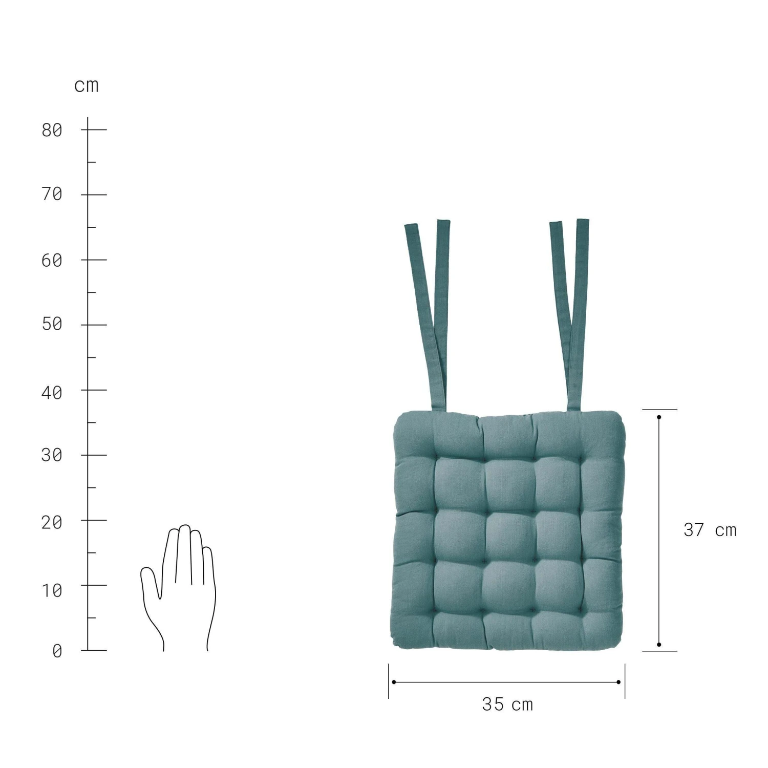 Stuhlkissen Mit Bändchen L 35 X B 37cm SOLID In Türkis 6 Stuhlkissen Mit Bändchen L 35 X B 37cm SOLID In Türkis – Bild 4